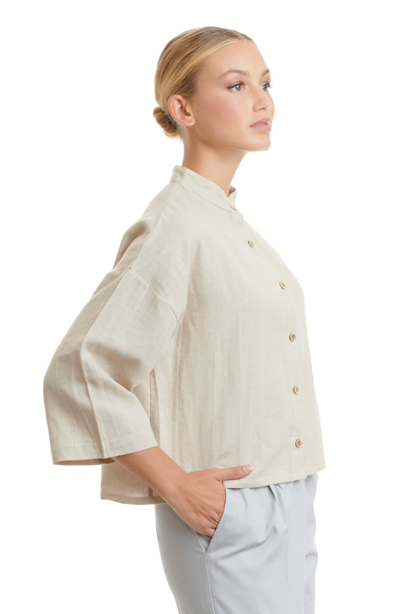 Cotton Linen Cropped Shirt